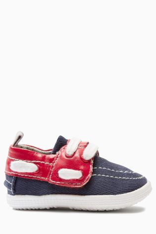 Navy/Red Boat Pram Shoes (Younger Boys)